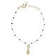 Bracelet 20 cm argent 925 finition dorée Vierge Miraculeuse perles noires Valenti s2