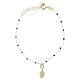 Bracciale 20 cm argento 925 finitura oro Madonna Miracolosa perline nere Valenti s1