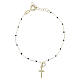 Valenti bracelet in 925 sterling silver, gold finish, black enamel beads and cross s2