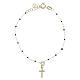 Bracciale 20 cm argento 925 finitura oro croce perline nere Valenti s1
