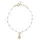 Pulsera 20 cm plata 925 acabado dorado Virgen Milagrosa cuentas rojas Valenti s1