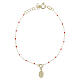 Pulsera 20 cm plata 925 acabado dorado Virgen Milagrosa cuentas rojas Valenti s2