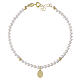 Bracelet 20 cm 925 Silver Gold Finish Miraculous Medal White Synthetic Pearls, Valenti s2
