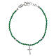 925 silver bracelet with green beads and cross by Valenti, 7.5 in s2
