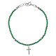 Pulsera con cuentas verdes y cruz de plata 925 20 cm Valenti s1