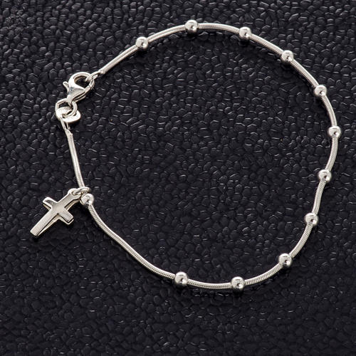 Rhodium-plated sterling silver bracelet with cross 2