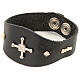Bracelet in black leather with decorations in sterling silver s1