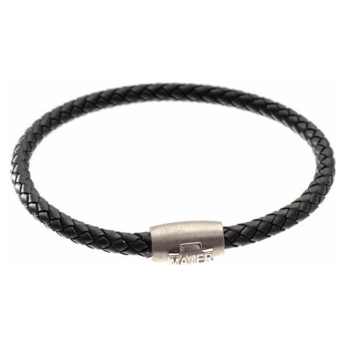 Armband MATER schwarz mit Kreuz aus Silber 925 1
