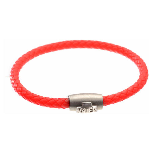 Bracelet in red leather with silver cross, MATER jewels 1