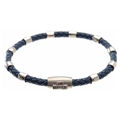 One decade bracelet in silver and blue leather, MATER jewels 1