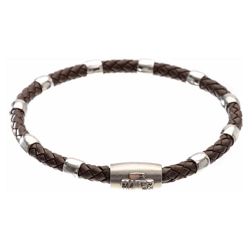 One decade bracelet in silver and brown leather, MATER jewels 1