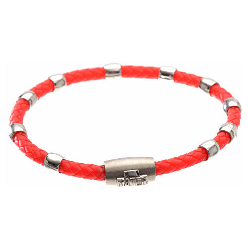 One decade bracelet in silver and red leather, MATER jewels 1