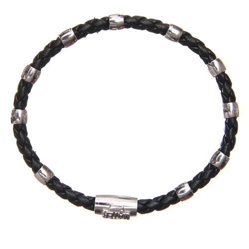 MATER bracelet, black with cross and decade in sterling silver 7