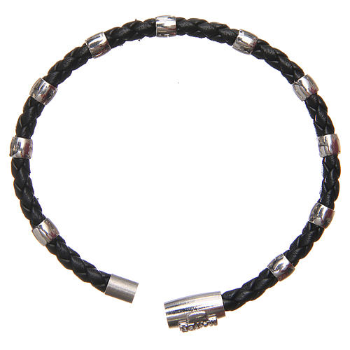 MATER bracelet, black with cross and decade in sterling silver 2