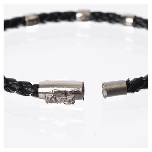 MATER bracelet, black with cross and decade in sterling silver 6