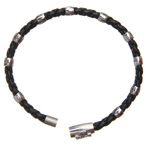 MATER bracelet, black with cross and decade in sterling silver 8