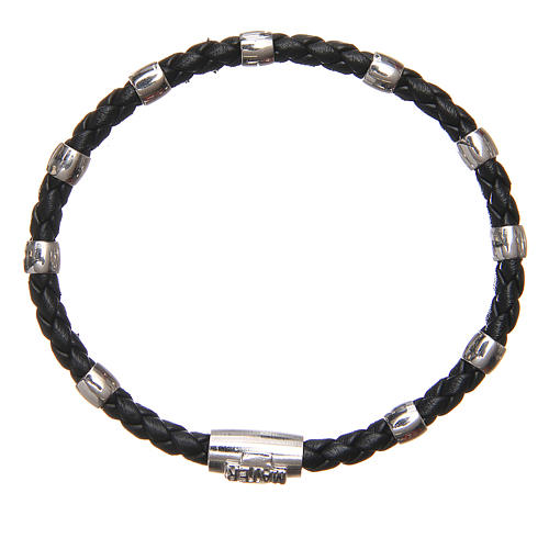 MATER bracelet, black with cross and decade in sterling silver 1