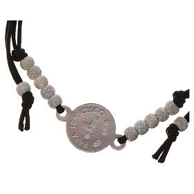 Pope Francis bracelet with black cord 925 silver