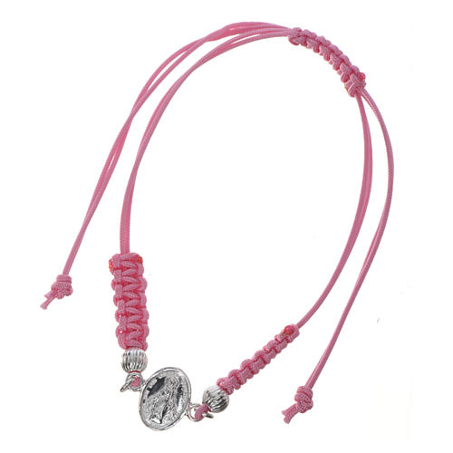 Miraculous Medal bracelet with pink cord, 925 silver 3