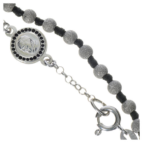 Rosary bracelet with Pope Francis in 800 silver, diamond effect grains 3