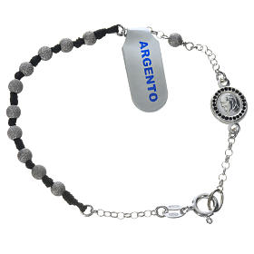 Bracelets en argent: Bracelet chapelet Pape François argent 800 grains diamantés