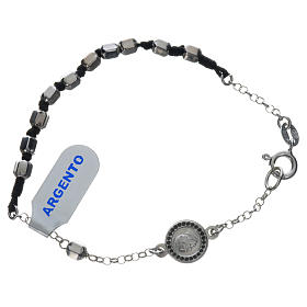 Bracelets en argent: Bracelet chapelet Pape François argent 800 grains hexagonaux