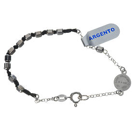 Bracelets en argent: Bracelet chapelet Pape François argent 800 grains hexagonaux