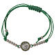 Bracelet with green cord and Pope Francis medal in 925 silver s1