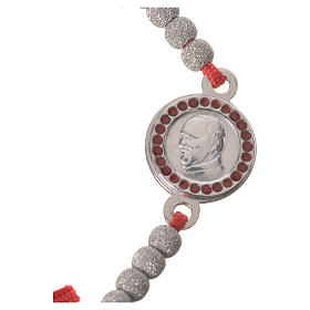 Silber Armbänder: Armband mit rotem Seil und Medaille Silber 800 Papst Franziskus Silber Armbänder: Armband mit rotem Seil und Medaille Silber 800 Papst Franziskus