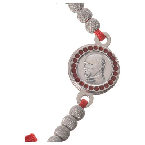 Bracelet with red cord and Pope Francis medal in 800 silver 2