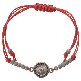 Bracelets en argent: Bracelet corde rouge médaille argent 800 Pape François