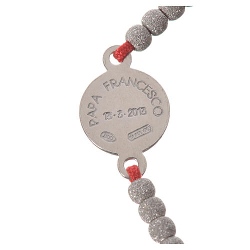 Bracelet corde rouge médaille argent 800 Pape François 3