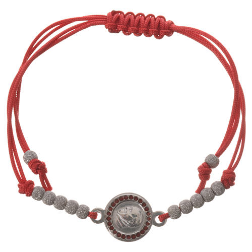 Bracelet with red cord and Pope Francis medal in 800 silver 1