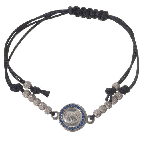 Bracelet with black cord and Pope Francis medal in 800 silver 1