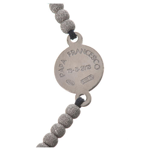 Bracelet with black cord and Pope Francis medal in 800 silver 3