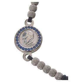 Bracelet with black cord and Pope Francis medal in 800 silver
