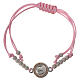 Bracelet with pink cord and Pope Francis medal in 800 silver s1