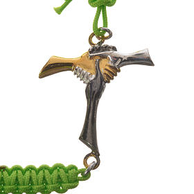 Bracelet in green cord with friendship cross in 925 silver