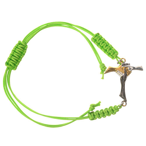 Bracelet in green cord with friendship cross in 925 silver 1