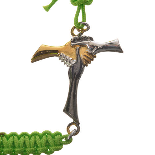 Bracelet in green cord with friendship cross in 925 silver 2