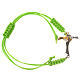 Bracelet in green cord with friendship cross in 925 silver s1