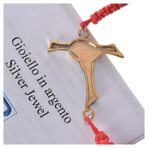 Bracelet corde rouge Croix de l'Amitié argent 800 3