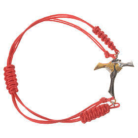 Bracelet with red cord and Friendship cross in 800 silver