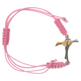 Armband mit rosafarbigem Seil und Freundschaftskreuz Silber 800