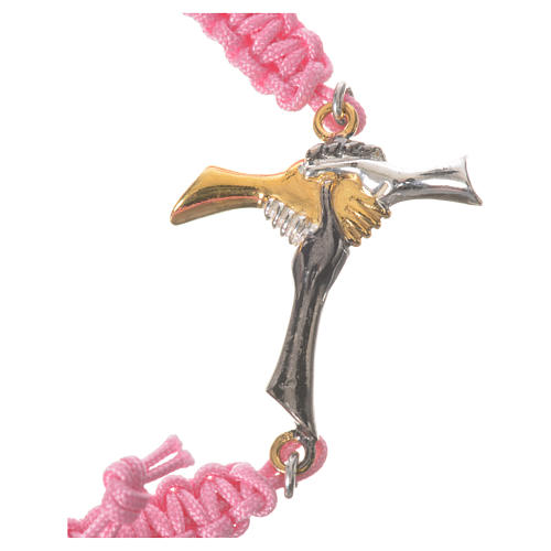 Armband mit rosafarbigem Seil und Freundschaftskreuz Silber 800 2