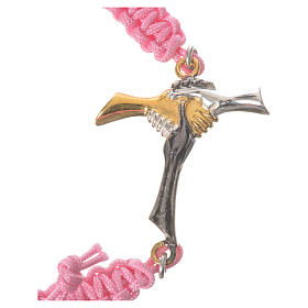Bracelet corde rose Croix de l'Amitié argent 800