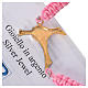 Bransoletka sznurek różowy Krzyż Przyjaźni srebro 800 s3