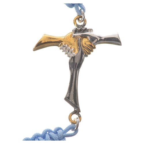 Bracelet corde bleu ciel Croix de l'Amitié argent 800 2