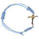 Bracelet corde bleu ciel Croix de l'Amitié argent 800 s1