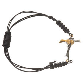 Armband mit schwarzem Seil und Freundschaftskreuz Silber 800